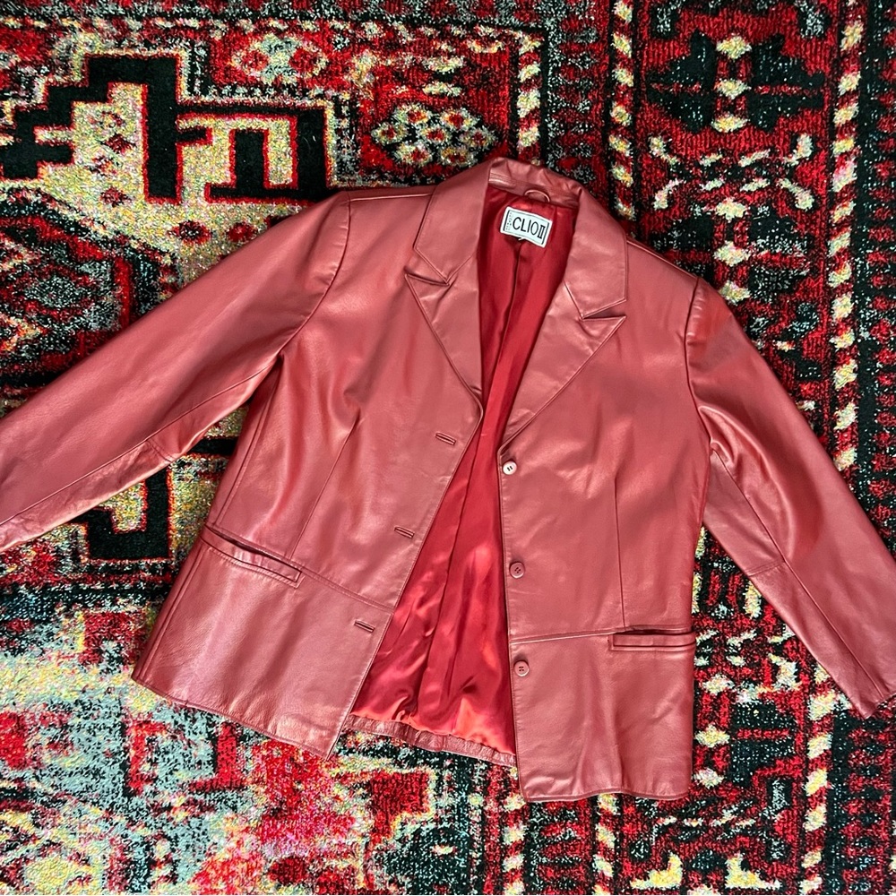 Vintage Red Leather Blazer